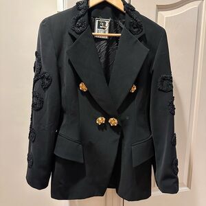 Vintage and Chic Black Blazer with Gold Accents from Paris for New Years!
